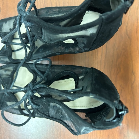 Torrid  Black Polka Dot Mesh Lace Up Heels size 6 EUC‎ - Picture 3 of 8